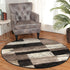 12' Black Brown And Beige Patchwork Runner Rug